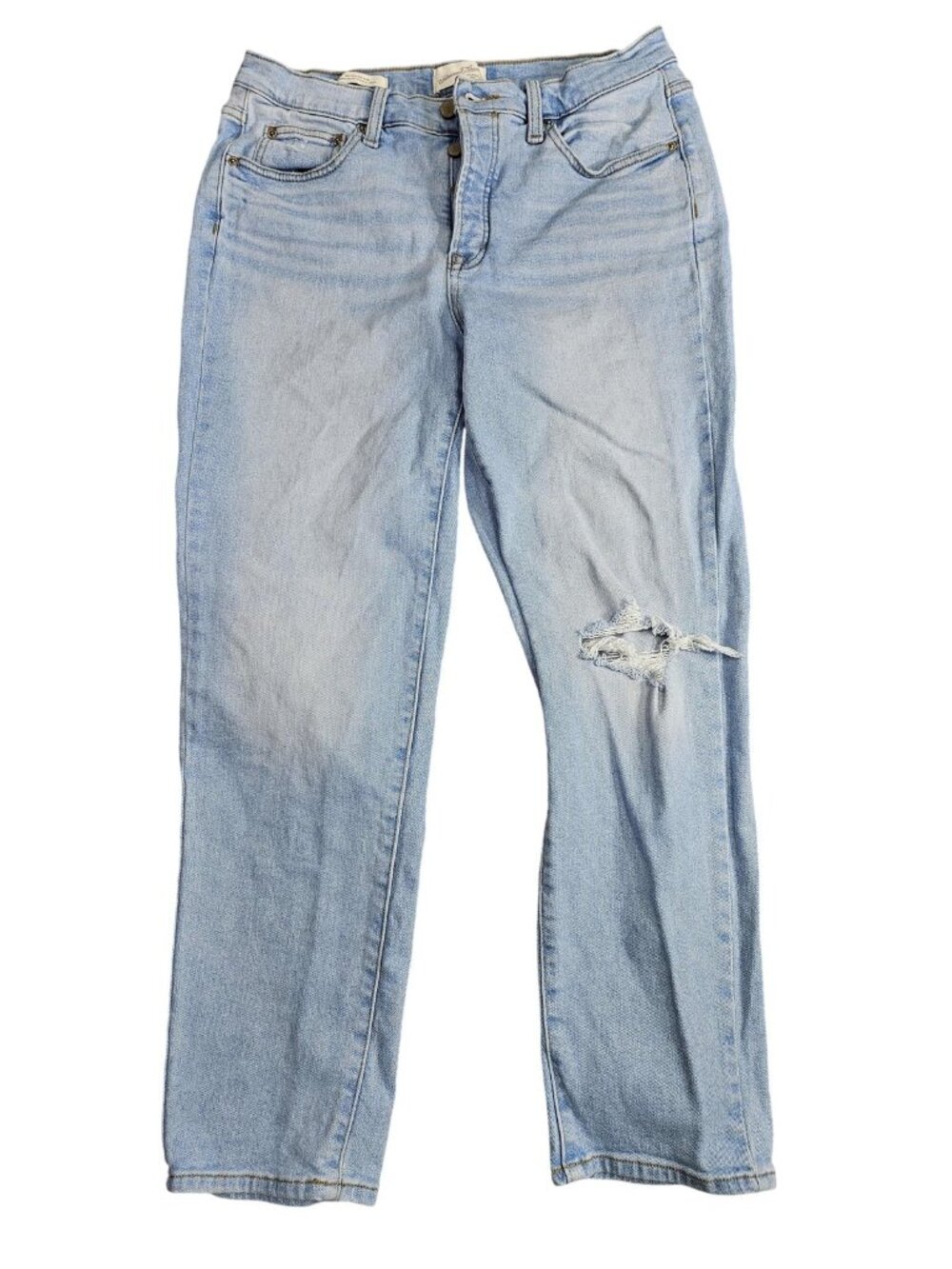 Universal Thread Mid Rise 80s Slim Button Fly Jeans Women 12 Distressed Denim‎
